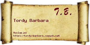 Tordy Barbara névjegykártya